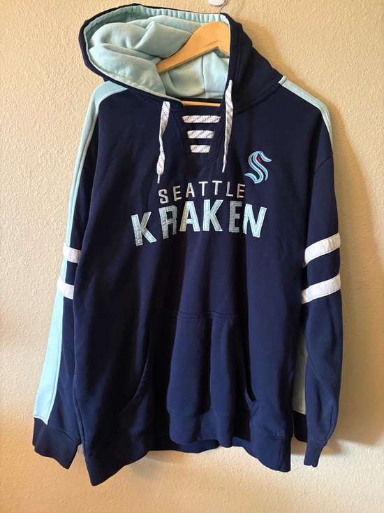 NHL Tops - Seattle Kraken NHL Hoodie XL Navy Lace Up Pullover Hockey Sweatshirt